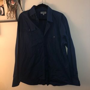 Express dark navy blue button up collared NWOT